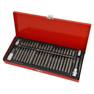 44pc S2 Steel Bit Assortment Set – Hex, Star, Spline Bits with Metal Case CT3668
