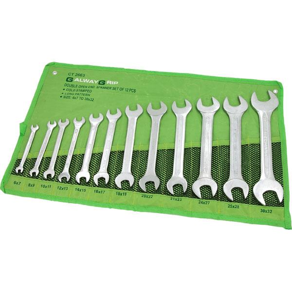 12pc Double Open End Spanner Set Nickel Plated 6–32mm Galway Grip CT2663