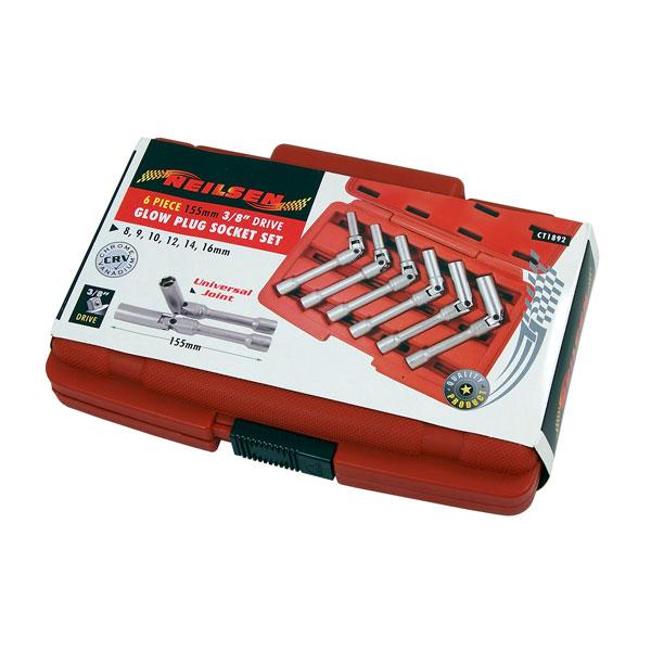 6pc Glow Plug Socket Set 3/8" Drive Universal Joint CT1892