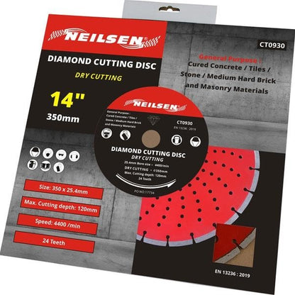 14 inch 350 mm 25.4 mm Center Diamond Cutting Disc With Holes Silent Cut CT093