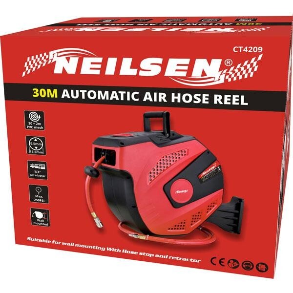 Heavy Duty 30M  1/4" Automatic Retractable Garage Wall Mounted Air Hose Reel 209