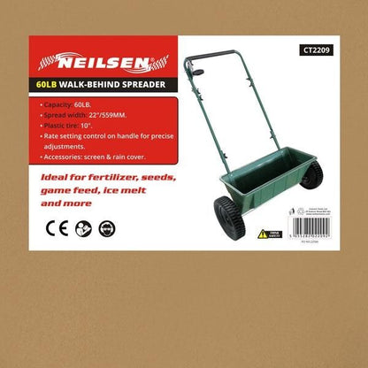 60LB Drop Spreader Seeder Walk Behind Garden Grass Soil Fertilizer Feeder Hopper