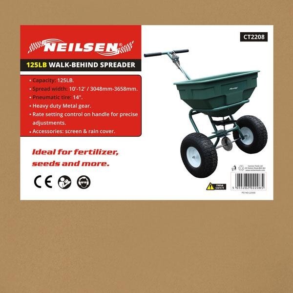 125LB Spreader Seeder Walk Behind Garden Grass Soil Fertilizer Feeder Hopper 208