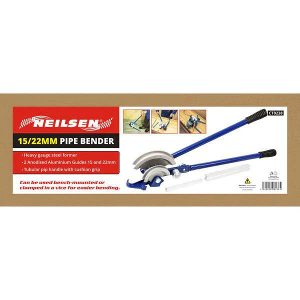 Heavy Duty 15/22mm Pipe Bender with Aluminium Guides & Cushion Grip Handle T0238