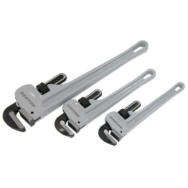 3pcs Aluminium Pipe Monkey Wrench Adjustable 10" 12" 18" Stilsons Pliers Set 116