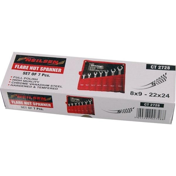 Flare Nut Wrench Set 7pc Brake Fuel Hydraulic Air Condition Line Spanner 8-24mm8