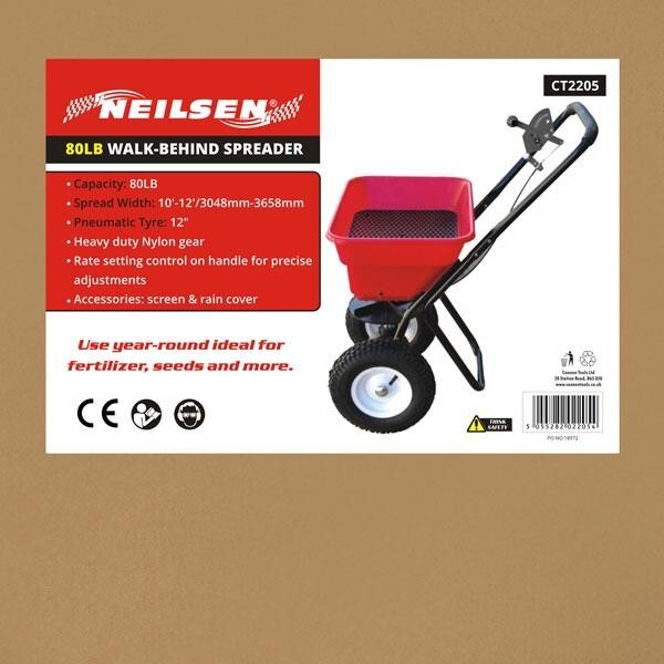 80lb Spreader Seeder Walk Behind Garden Grass Soil Fertilizer Feeder Hopper 2205