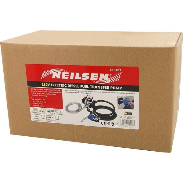 230V ELECTRIC DIESEL FUEL TRANSFER PUMP OIL DISPENSER 60L 550W POWER SIPHON 5183