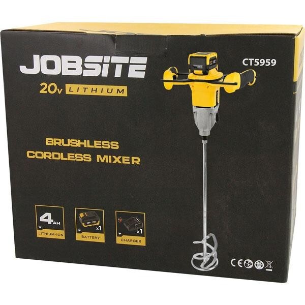 80L Mixer 20v Li-ion Brushless Cordless Metal Handle 7 Speed Mortar Grout Mixer