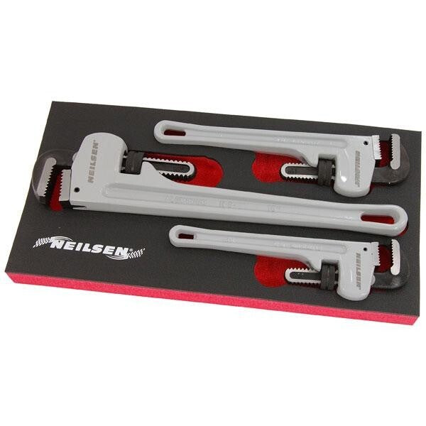 3pcs Aluminium Pipe Monkey Wrench Adjustable 10" 12" 18" Stilsons Pliers Set 116