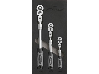Extendable Lockable Flexi Head Ratchet Set 1/4" 3/8" 1/2" 72 Tooth Teeth Swivel7
