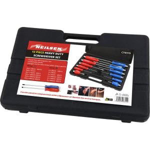 12pc Heavy Duty Screwdriver Set – Flat & Phillips Magnetic Tips Torque Use T0315