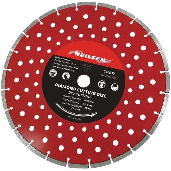 14 inch 350 mm 25.4 mm Center Diamond Cutting Disc With Holes Silent Cut CT093
