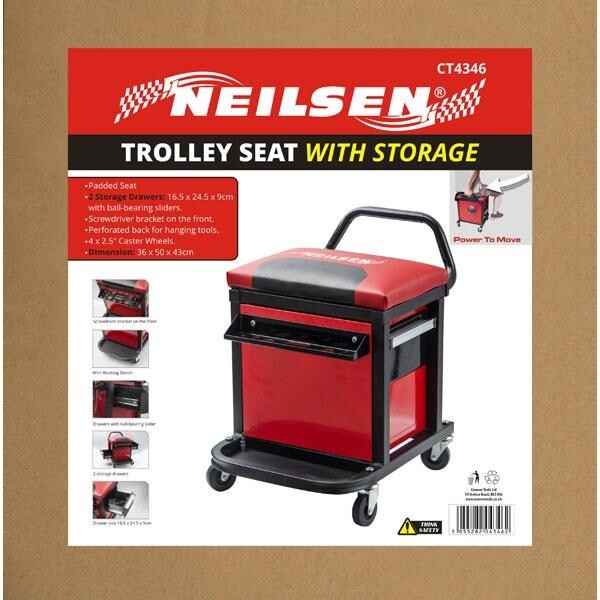 Storage Creeper Seat Trolley Garage Workshop Mechanics Drawers Bench Chair 4346