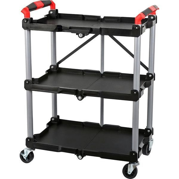 Folding Workshop Garage Tool Storage Trolley Cart 3 Tier 30KG CAP Shelf  CT0681