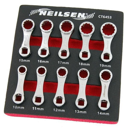 10Pc Torque Wrench Spanner 12 Point Adaptor 3/8 Drive Metric Set 10mm - 19mm6453