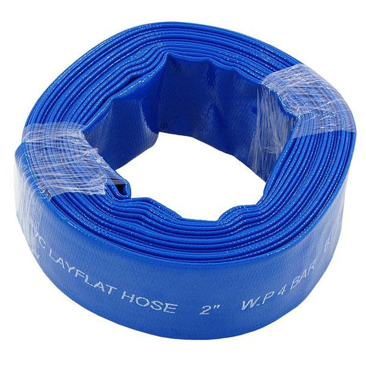 Blue PVC Layflat Hose 2 Inch x 10m Flexible Irrigation Water Supply Tool CT5527