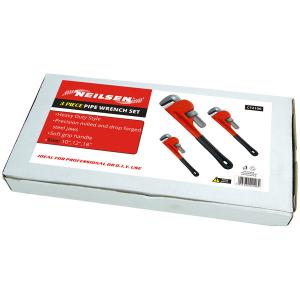 3 Piece Pipe Wrench Set – 10", 12" & 18" Wrenches in Durable Box CT2106