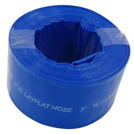 Blue PVC Layflat Hose 3 Inch x 10m Flexible Irrigation Water Supply Tool CT5528