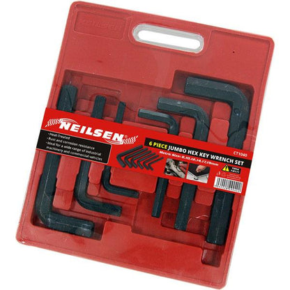 6pc Jumbo Hex Key Set - Heavy Duty Allen Wrenches 8mm to 19mm Neilsen CT1040
