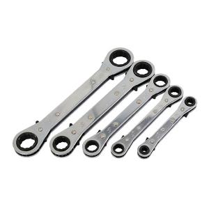 5 Piece Ratchet Wrench Set SAE – Flat Design, Chrome Plated, Precision Fit CT1046