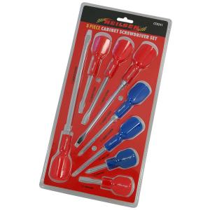 8pc Cabinet Screwdriver Set with Magnetic Tips – Flat & Phillips Sizes CT0241