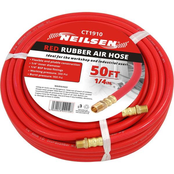 1/4" 15m 50ft Air Hose Rubber Bsp Connectors Compressor Tools Brass Hoses CT1910 Cannon Tools
