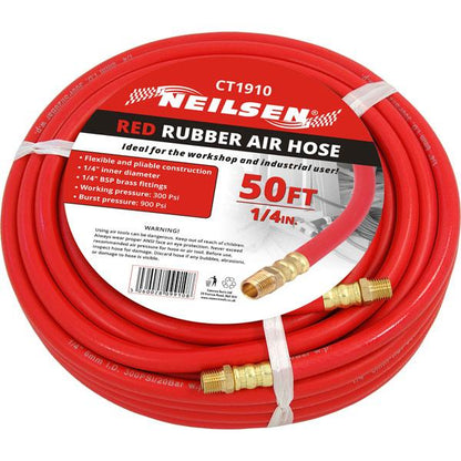 1/4" 15m 50ft Air Hose Rubber Bsp Connectors Compressor Tools Brass Hoses CT1910 Cannon Tools