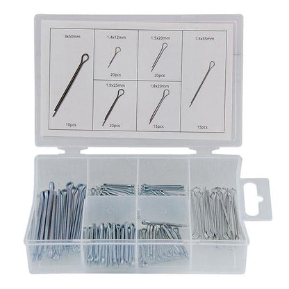 100Pc Cotter Pin Assortment Hardware Kit Workshop DIY Tools Garage Steel CT0459