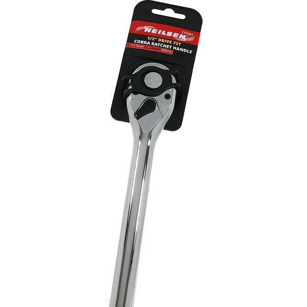 1/2" Drive Ratchet Long Handle Cobra 72 Teeth Quick Release Wrench Spanner CT3201