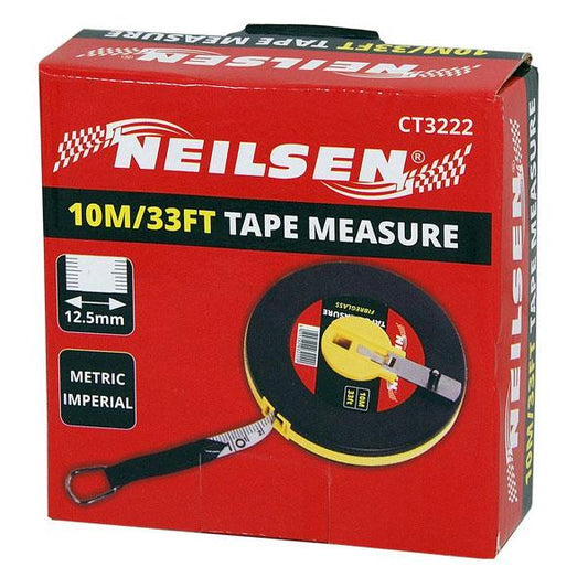 10m Surveyor Tape Measure Fibreglass Metric Sae Tapes Quality Builders CT3222