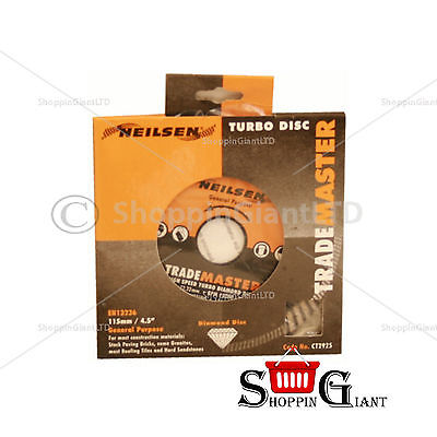 Diamond Cutting Disc 115mm 4.1/2in Trade Master Blade Turbo Cutting Tool CT2925