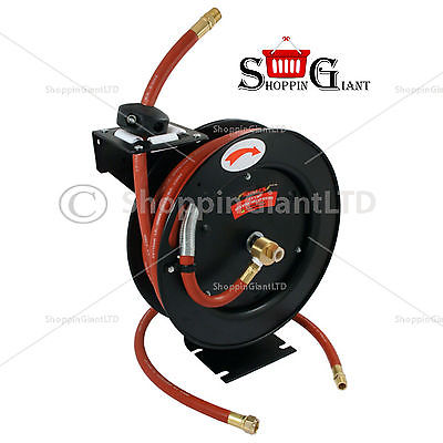 30ft 3/8" Auto Retractable Garage Wall Mounted Air Hose Reel Open Frame CT1056