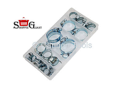 26Pc Hose Clip Clamp Set Assortment Zinc Plated For Securing Hoses Kit CT1637