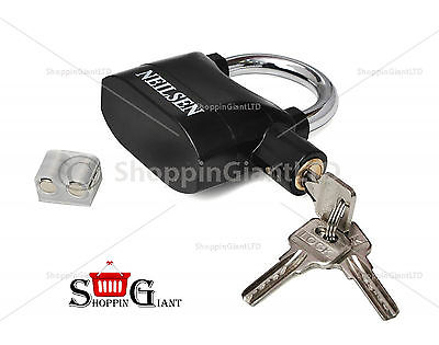 65mm Heavy Duty Alarm Padlock 3 Keys Top Security Garage Gates Tool Boxes CT3870