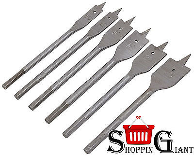 6 PIECE FLAT WOOD SPADE TYPE DRILL BITS 10,- 25MM HOLES WOOD BIT SET CT0288 NEILSEN
