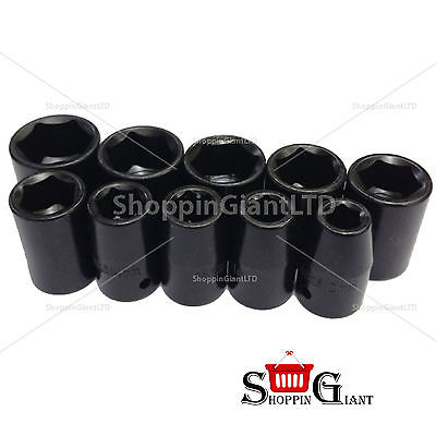 10Pc 1/2" Drive Regular Impact Socket Set Shallow Chrome Vanadium Garage CT0813