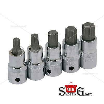 5Pc 1/2" Drive Star Bit Set T-Type Socket Tool Quality Kit Garage Spanner CT3628