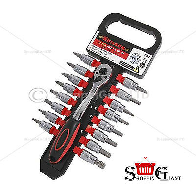 17Pc 3/8" Drive Socket & Bit Set On Rail Wrench Spanner Tool Professional CT2779