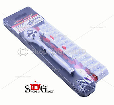 15Pc 1/4" Drive Socket Set Ratchet Spanner Wrench Extension Bar Quality CT2844