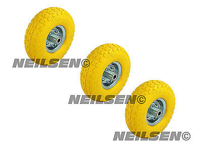 3Pc Solid Tyre Yellow Neilsen For Sack Truck Cart Garden Home Wheelbarrow CT3456