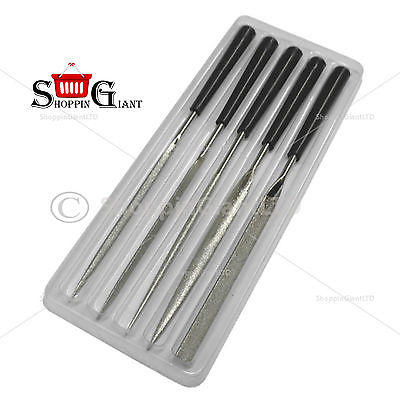 5Pc 140mm Hand File Set Diamond Flat Half Round Professional Quality Kit CT3342