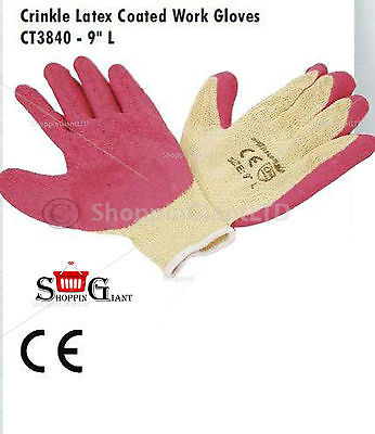 9" Crinkle Latex Coated Work Glove L Gloves Textured Garden Builders Kit CT3840 Neilsen