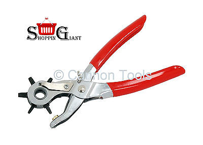 200mm 8" Leather Punch Plier Revolving 6 Different Punches Steel Frame CT0419