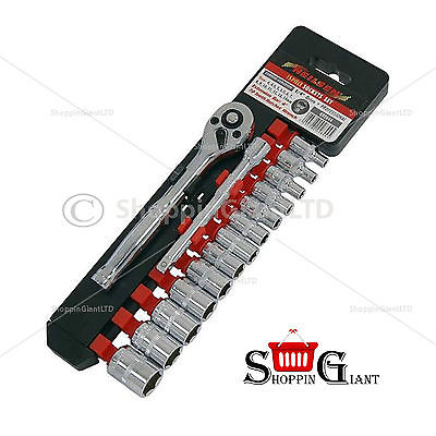 15Pc 1/4" Drive Socket Set Ratchet Spanner Wrench Extension Bar Quality CT2844