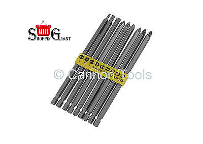 9Pc 150mm Extra Long Power Bit Set Chrome Vanadium For Screwdriver Drills CT1017