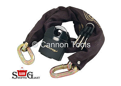 Chain 10x1800mm Black Canvas Sleeve With 65mm Black Padlock Heavy Duty CT1064