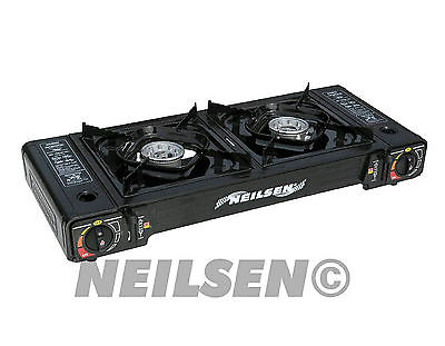 Portable Gas Stove Steel Top Plate & Cartridge Double Sealed Valve New CT3438