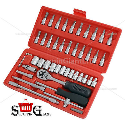 46Pc 1/4" Drive Socket Set Phillips Pozidriv Ratchet Wrench Tool Quality CT1924