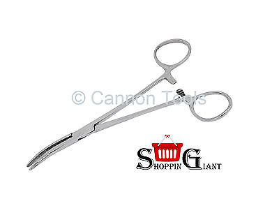 4 inch Forceps Bent Nose Stainless Steel Serrated Jaws Curved Pliers CT0228